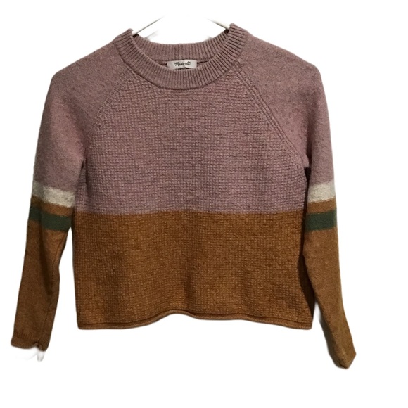 Madewell Waffle Pullover Sweater Striped Roll-Trim - Picture 1 of 8